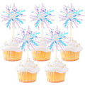 ZHUOWEISM foil firework cupcake toppers in silver add festive sparkle to treats