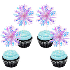 ZHUOWEISM foil firework cupcake toppers shine, adding festive sparkle to cupcakes.