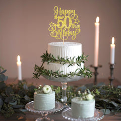 ZHUOWEISM glitter cake topper pre-assembled for quick party prep