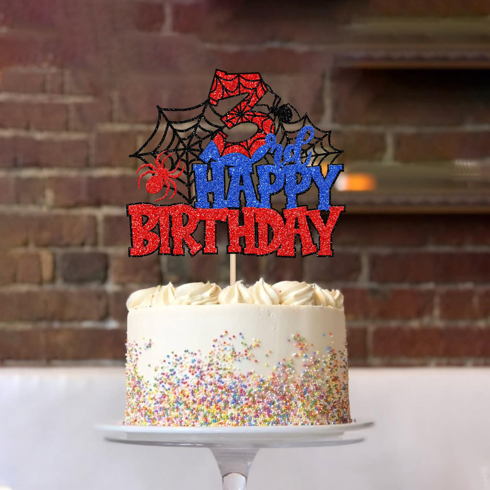 ZHUOWEISM glitter cake topper elevates spider-themed celebration