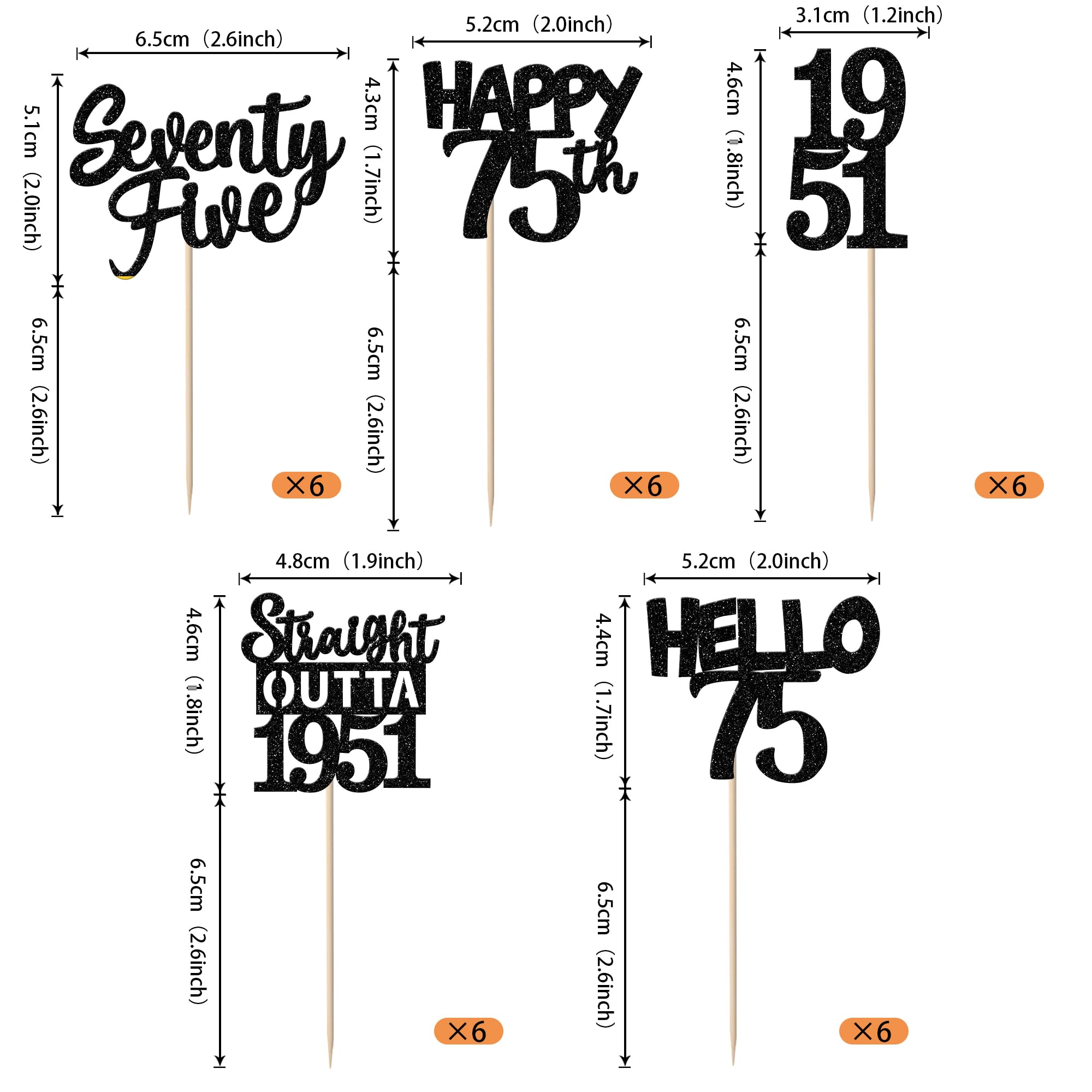 ZHUOWEISM glitter card stock 75th toppers shine in party lighting