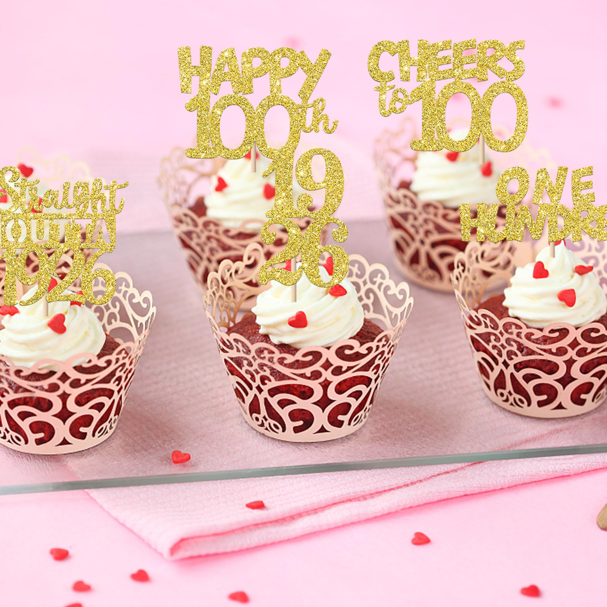 ZHUOWEISM Glitter card stock cupcake topper, sturdy and eye-catching party decor.