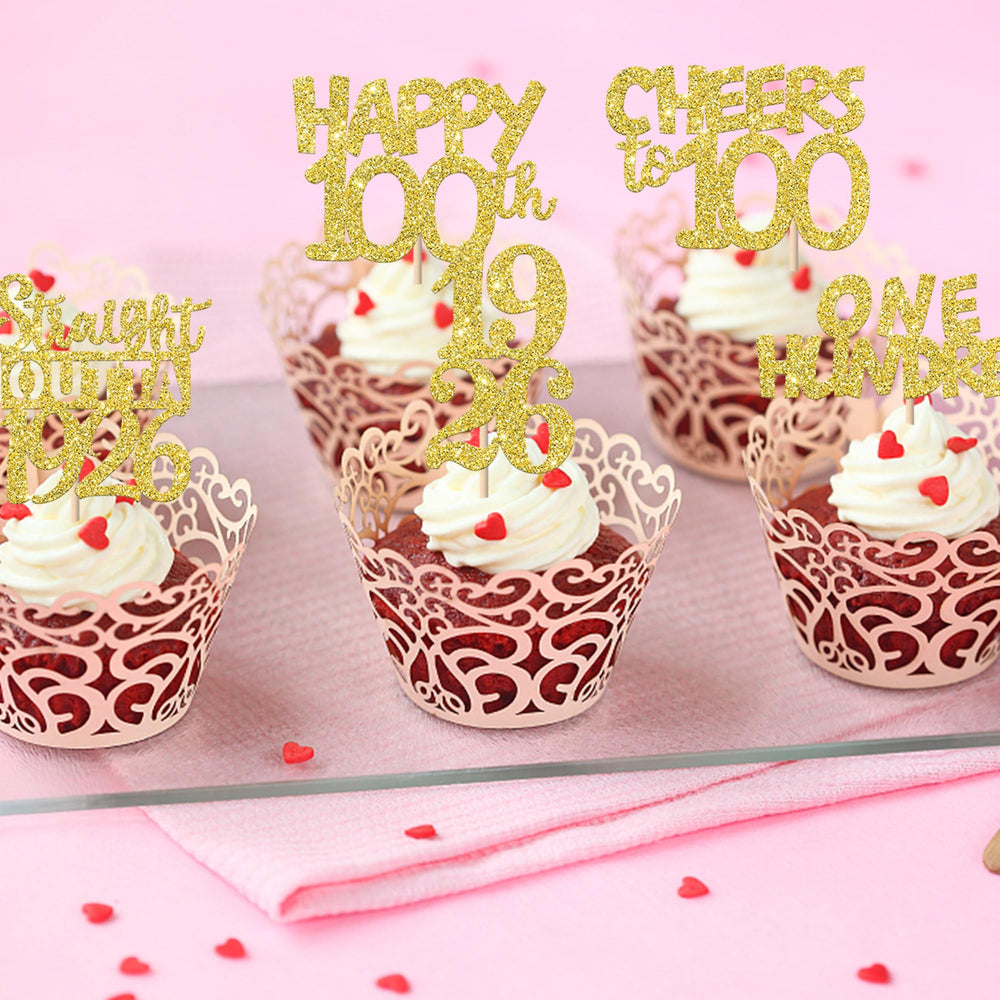 ZHUOWEISM Glitter card stock cupcake topper, sturdy and eye-catching party decor.