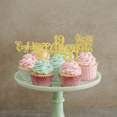 ZHUOWEISM glitter cardstock toppers shine under warm party lights for impact.