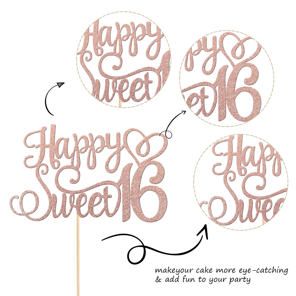 ZHUOWEISM Glitter card stock topper with stick ready to insert into dessert