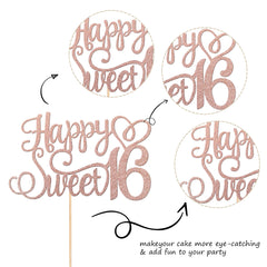 ZHUOWEISM Glitter card stock topper with stick ready to insert into dessert