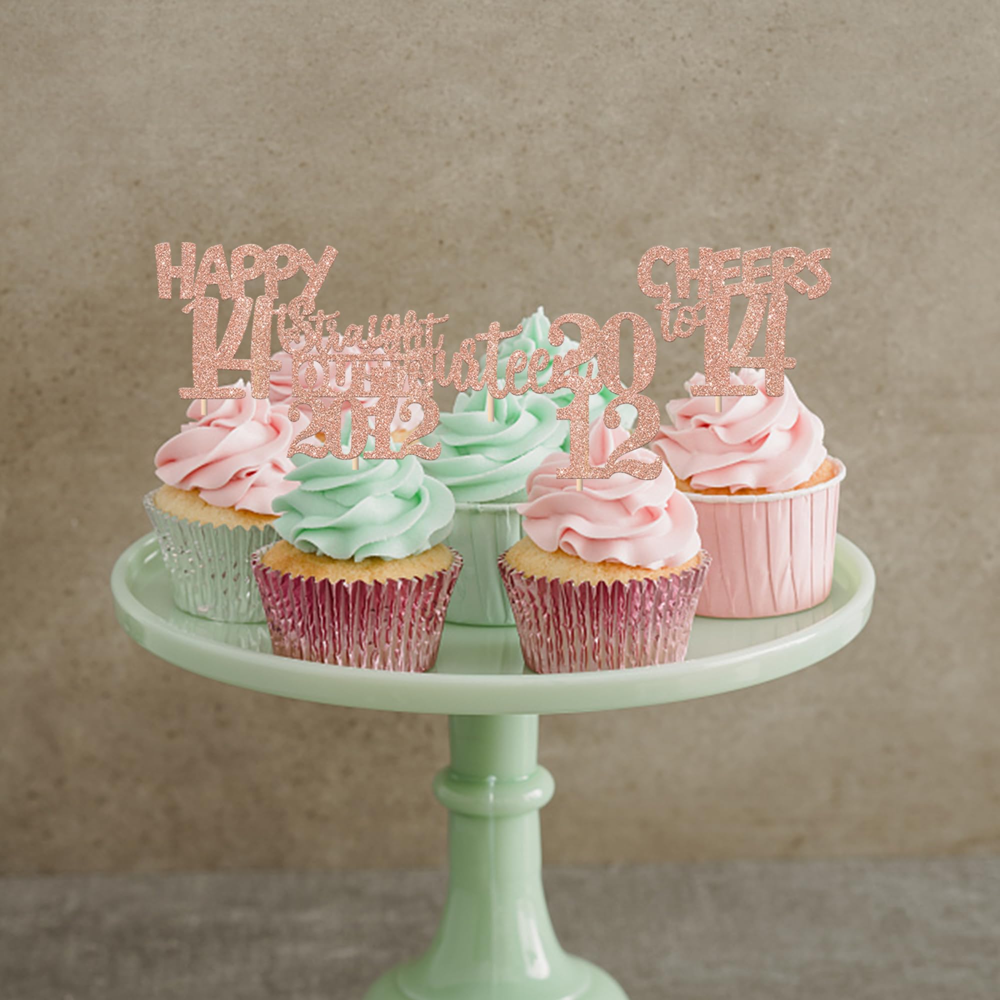 ZHUOWEISM glitter cardstock cupcake topper rose gold shines on desserts