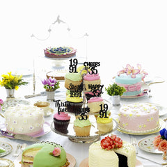 ZHUOWEISM glitter cardstock toppers shine in party desserts and fruit platters.