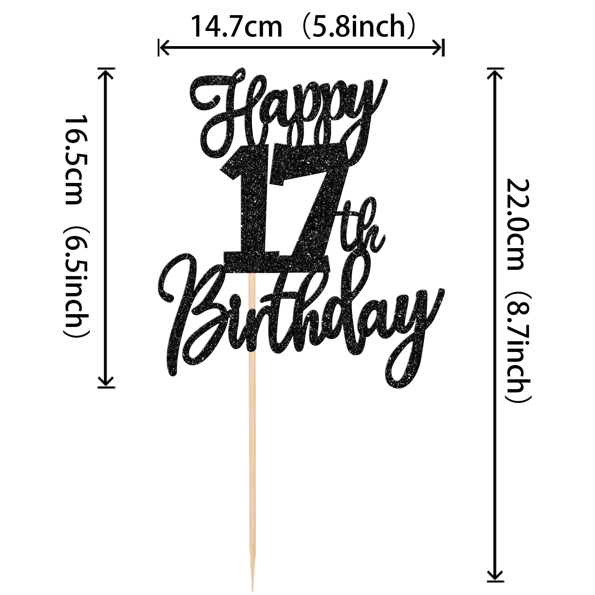 ZHUOWEISM Glitter Cheers 17 Years Topper adds sparkle to desserts