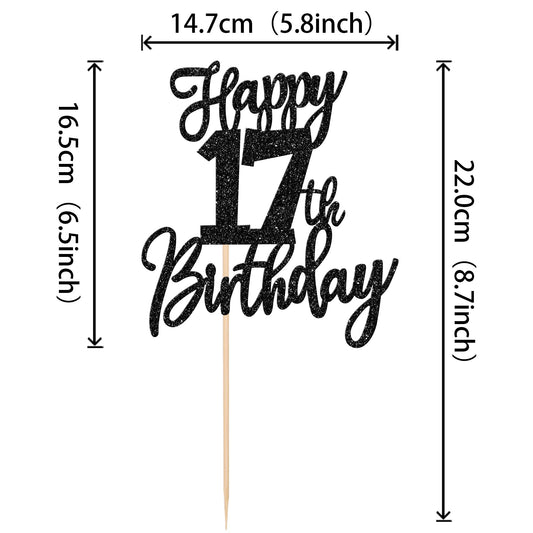 ZHUOWEISM Glitter Cheers 17 Years Topper adds sparkle to desserts