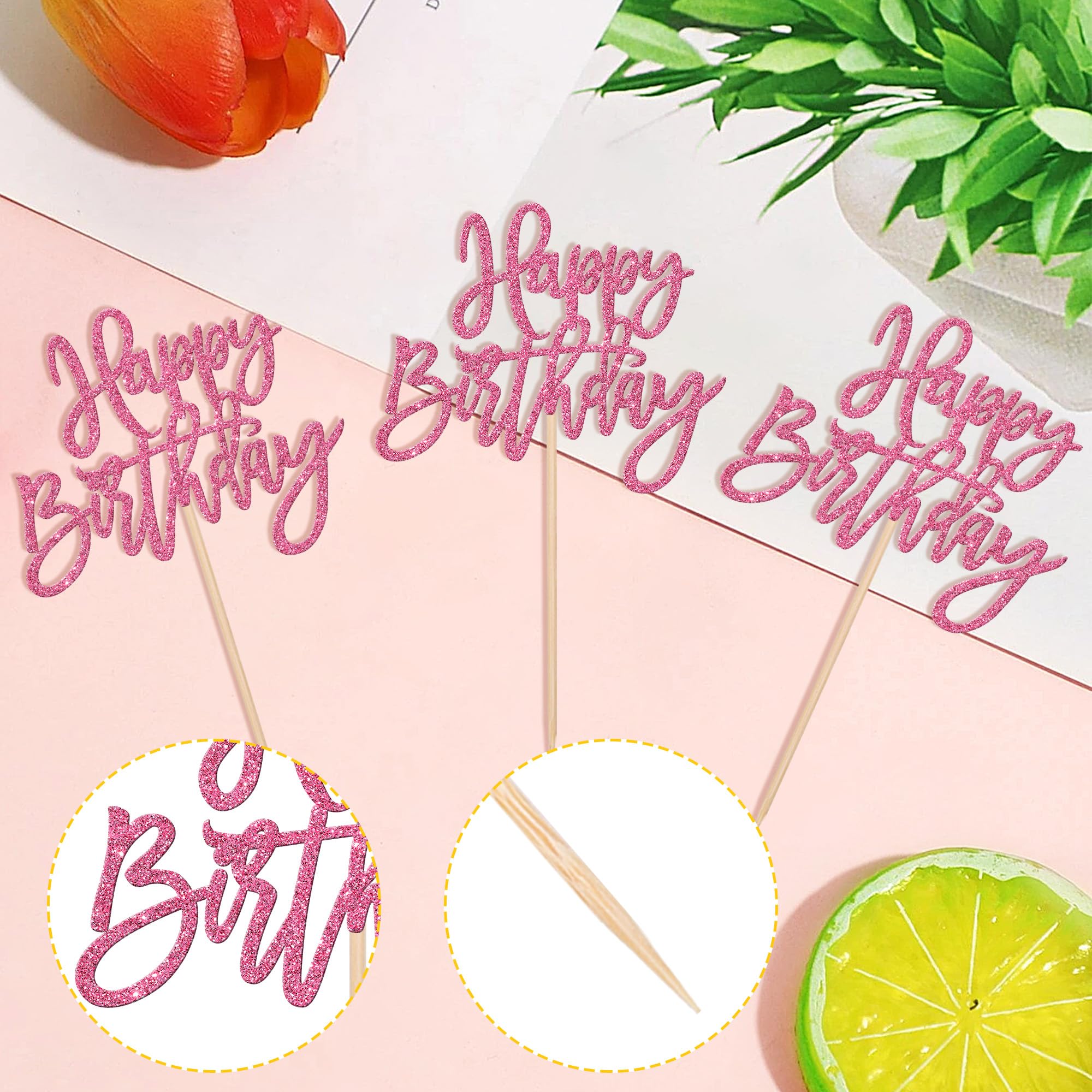 ZHUOWEISM anniversary glitter toppers on desserts for a festive look