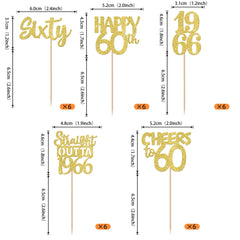 Zhuoweism gold glitter 60th birthday topper design enhances celebration visuals for guests.
