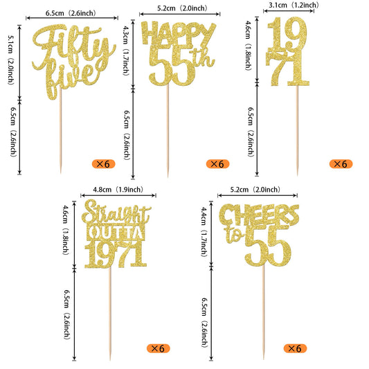 ZHUOWEISM Gold glitter cupcake picks brighten desserts for anniversary celebrations and themed parties.