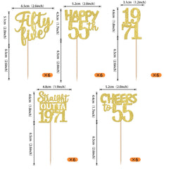 ZHUOWEISM Gold glitter cupcake picks brighten desserts for anniversary celebrations and themed parties.