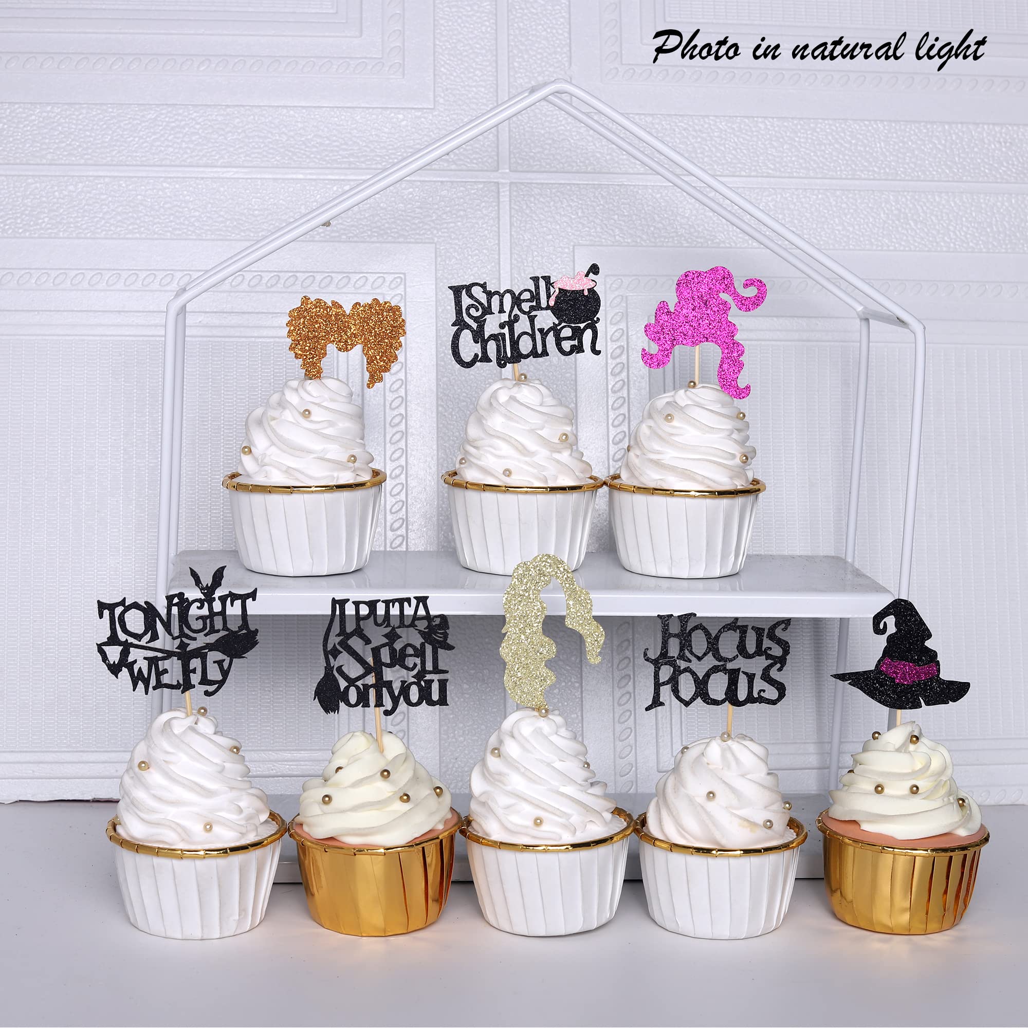 ZHUOWEISM halloween party decor toppers add sparkle to desserts.
