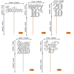ZHUOWEISM happy 16th cupcake pick adds festive sparkle to treats.