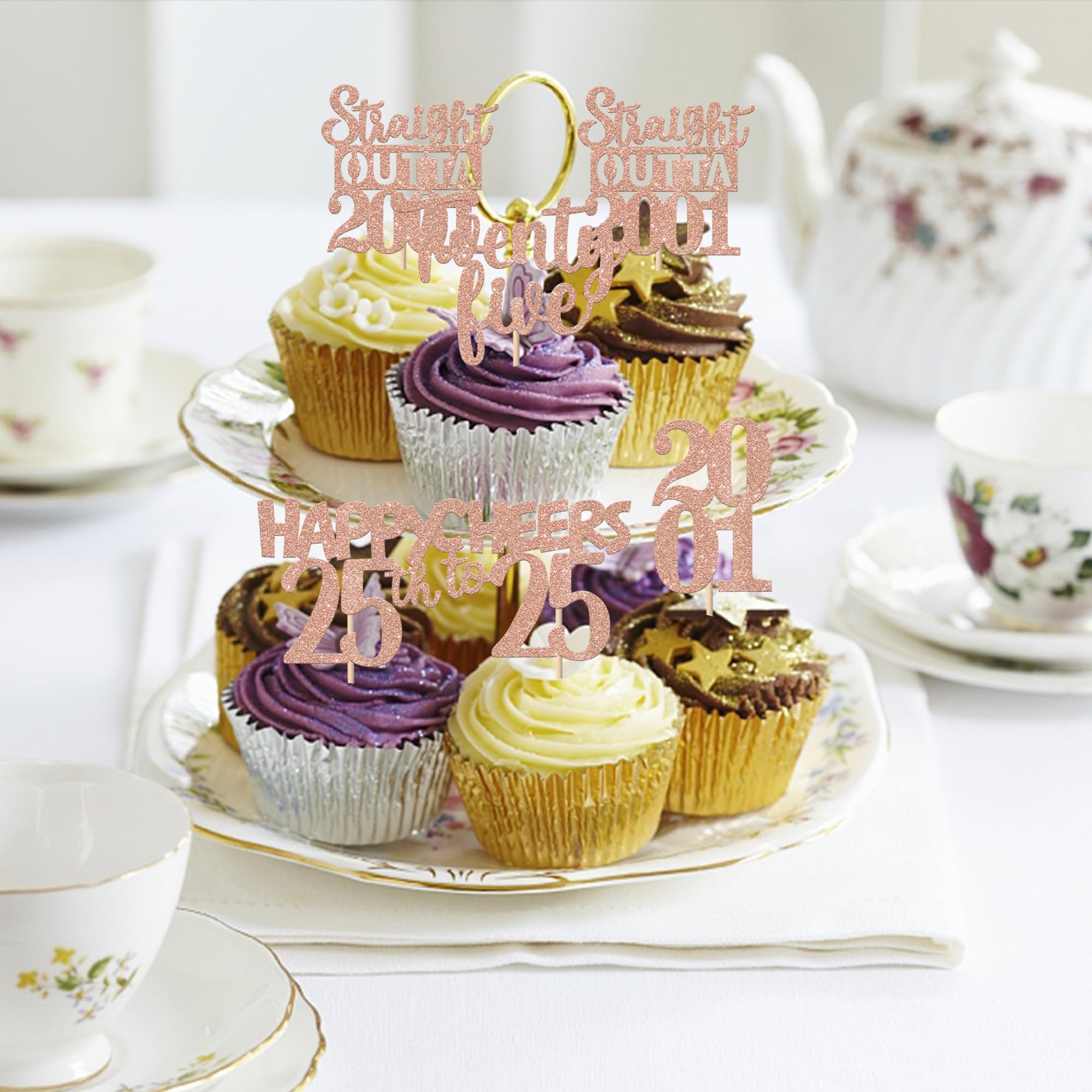 ZHUOWEISM happy 25th anniversary toppers create memorable cake decorations.