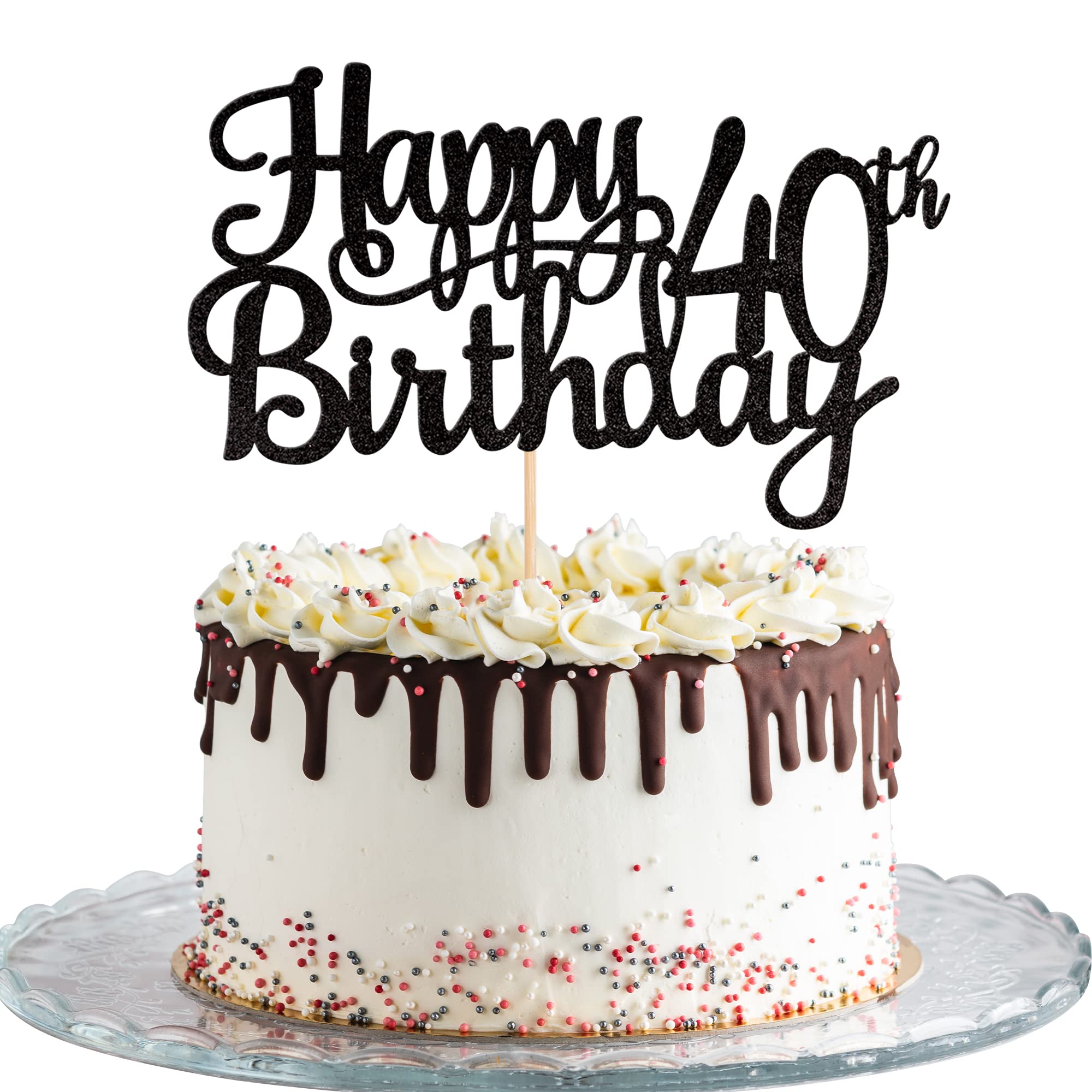 ZHUOWEISM glitter cake topper adds instant sparkle to your 40th birthday cake.