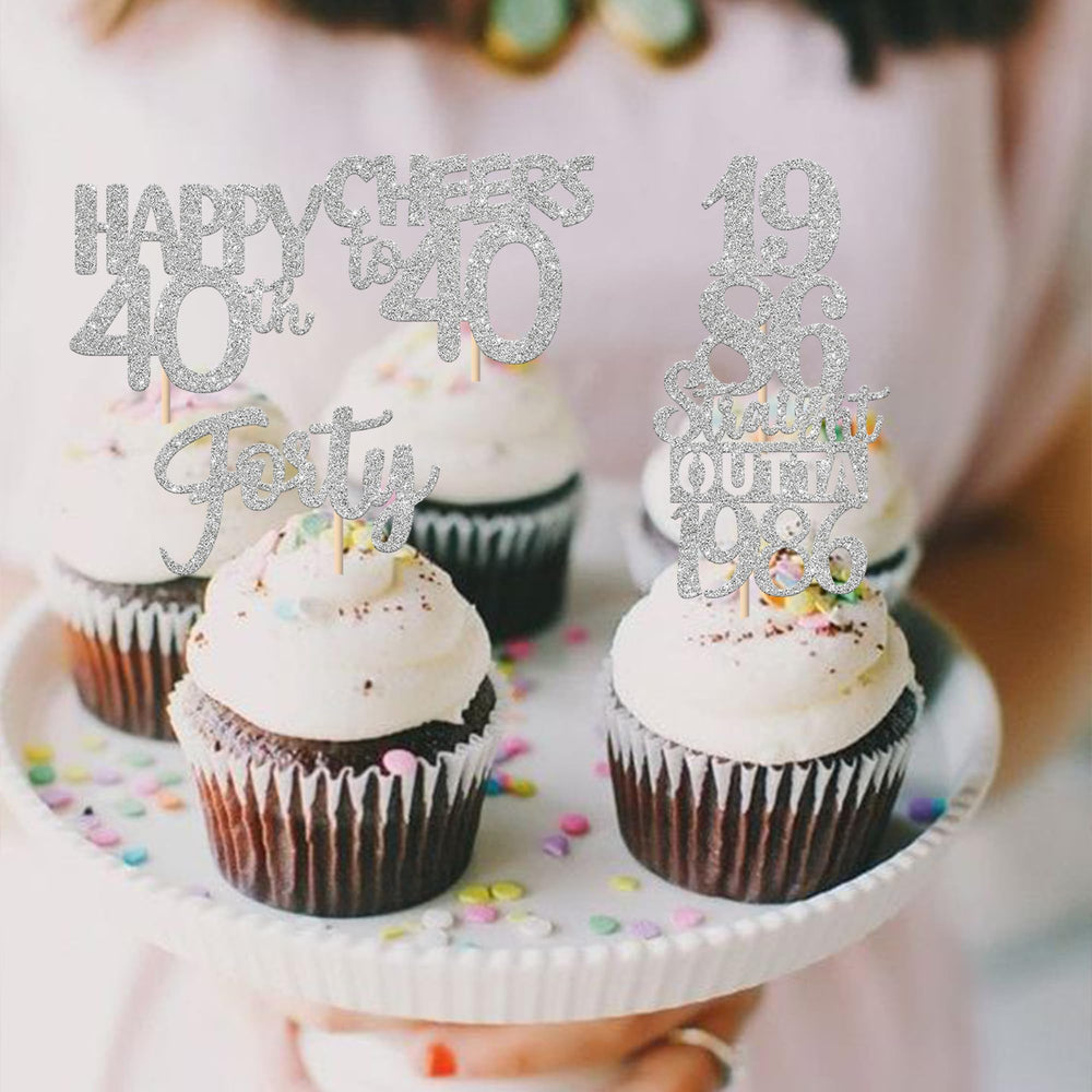 ZHUOWEISM happy 40th birthday topper with eye catching glitter design.