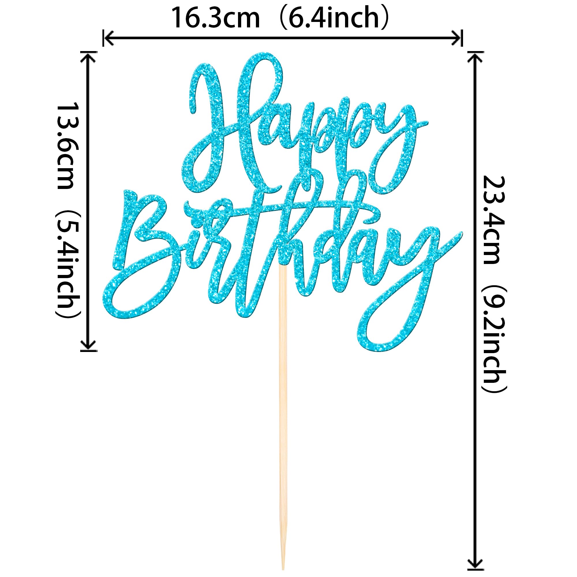 ZHUOWEISM Glitter light-blue birthday topper, 5.4x8.7 inches, dessert-ready