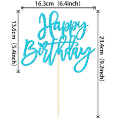 ZHUOWEISM Glitter light-blue birthday topper, 5.4x8.7 inches, dessert-ready