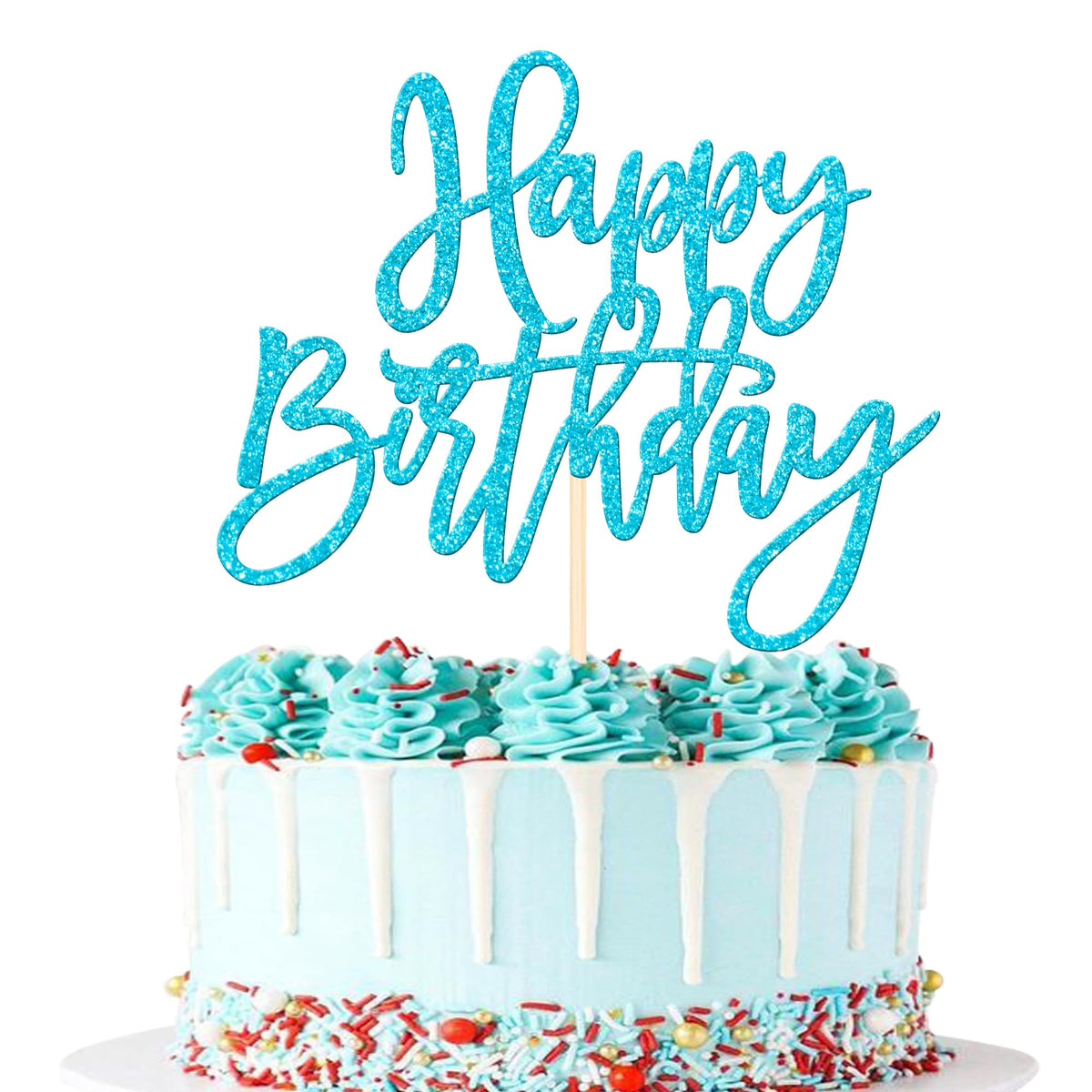 ZHUOWEISM Happy Birthday glitter topper on cake for celebrations