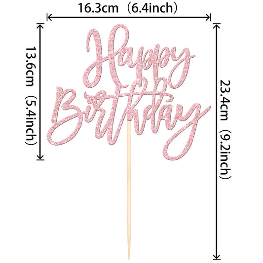 ZHUOWEISM Happy Birthday Topper glitter light pink side view enhances cake design