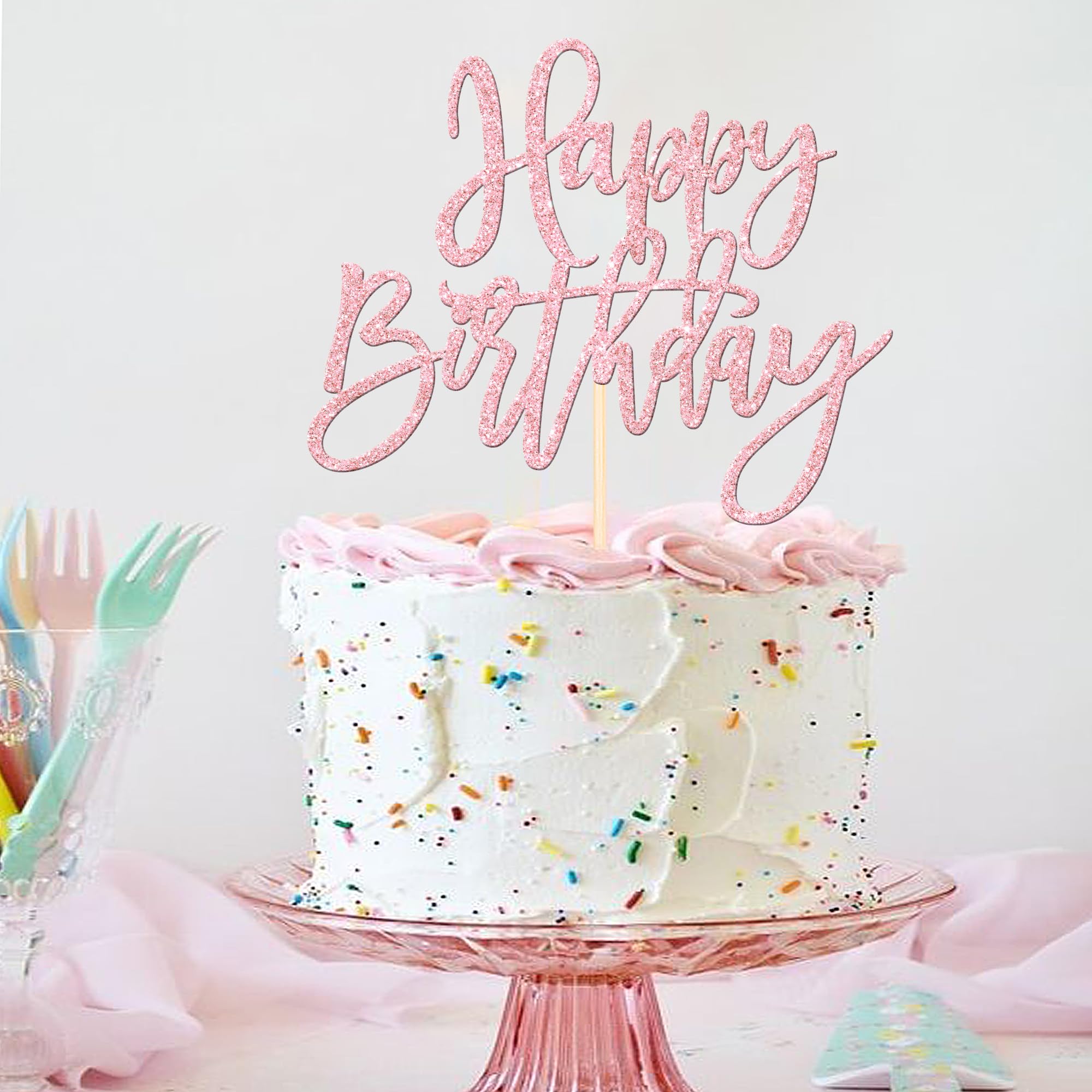 ZHUOWEISM Glitter topper light pink stick detail for cake decoration
