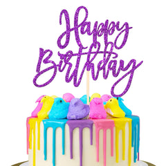 ZHUOWEISM glitter purple birthday topper adds sparkle to your cake for festive photos.