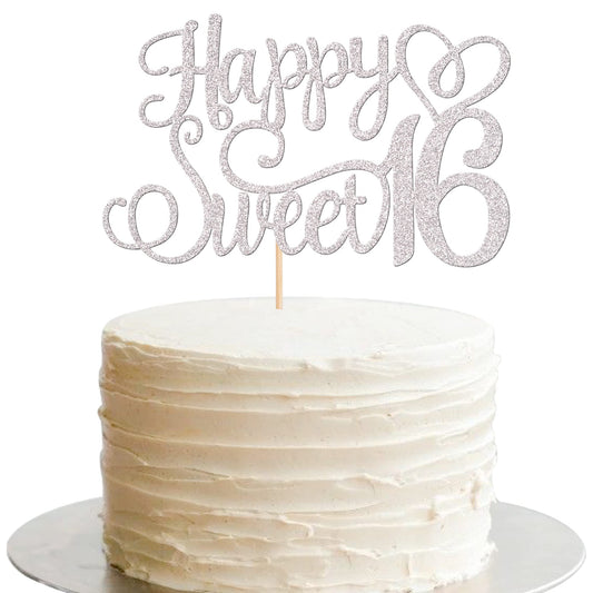 ZHUOWEISM Happy Sweet 16 cake topper glitter enhances birthday cakes.