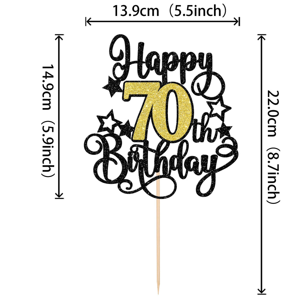 ZHUOWEISM Happy70th cake topper with stick offers easy dessert placement