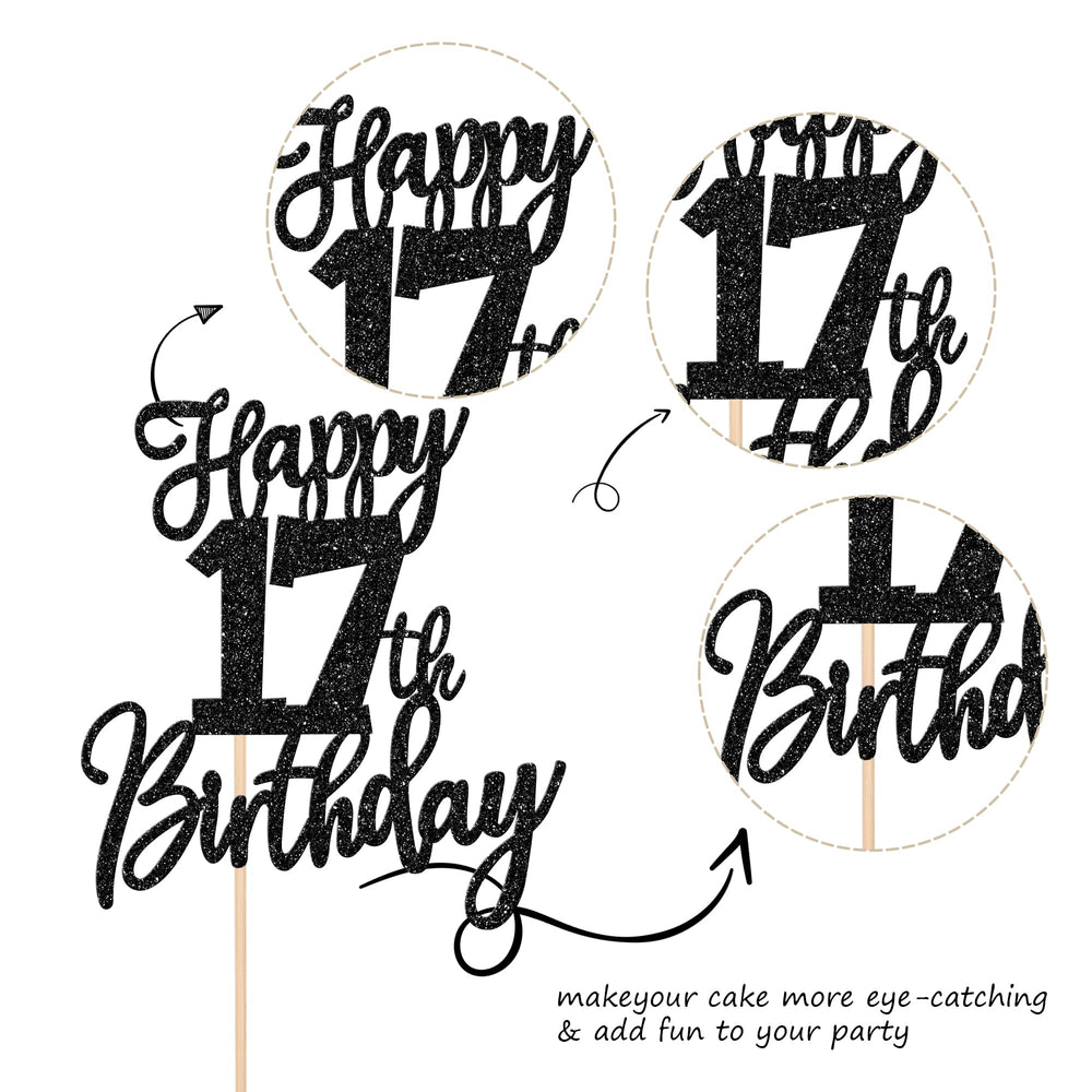 ZHUOWEISM Hello 17 Cake Decoration highlights glitter detail for celebrations