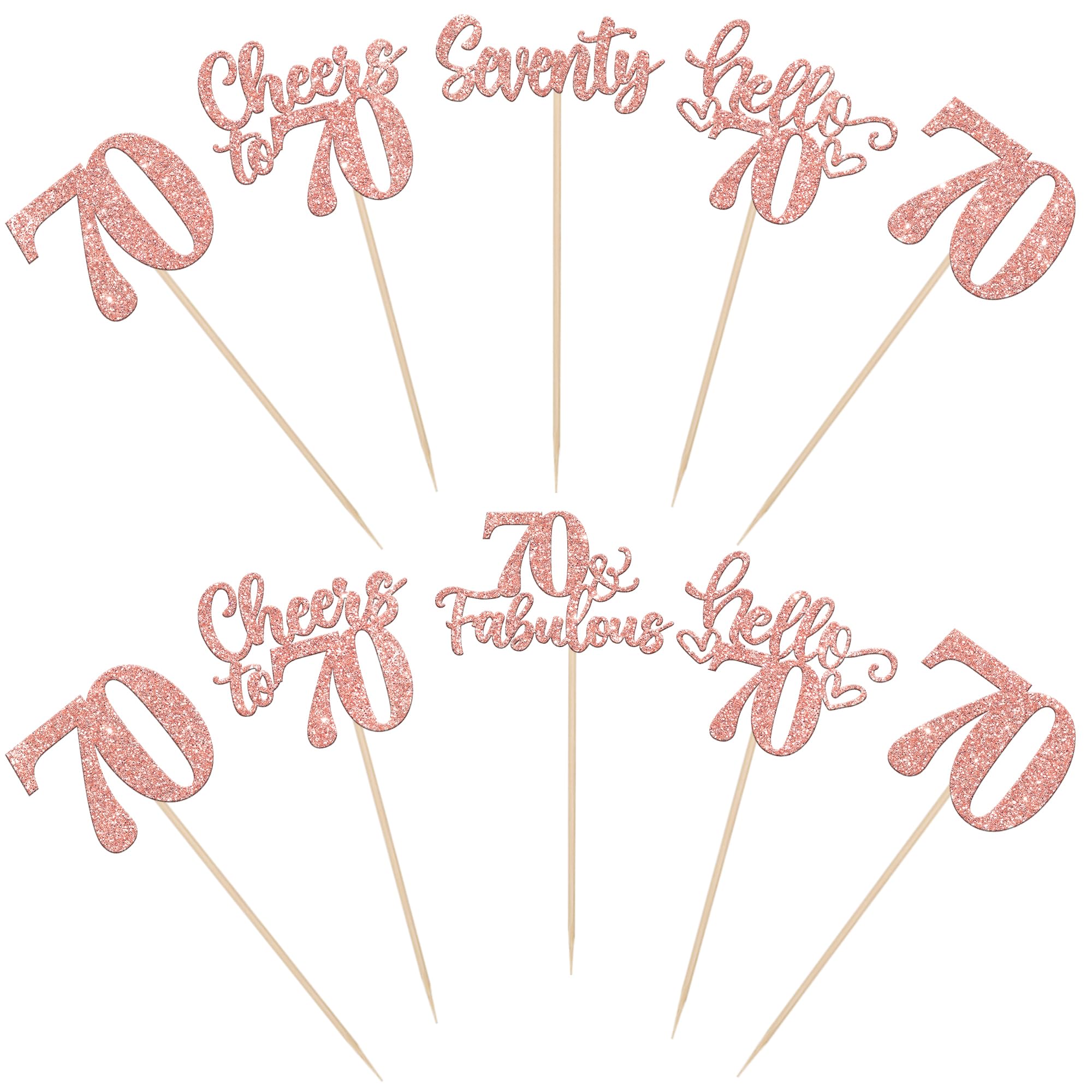 ZHUOWEISM Hello 70 Fabulous centerpiece sticks create celebratory vibes for any 70th party setup.