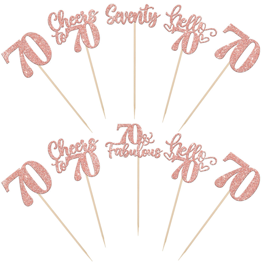 ZHUOWEISM Hello 70 Fabulous centerpiece sticks create celebratory vibes for any 70th party setup.