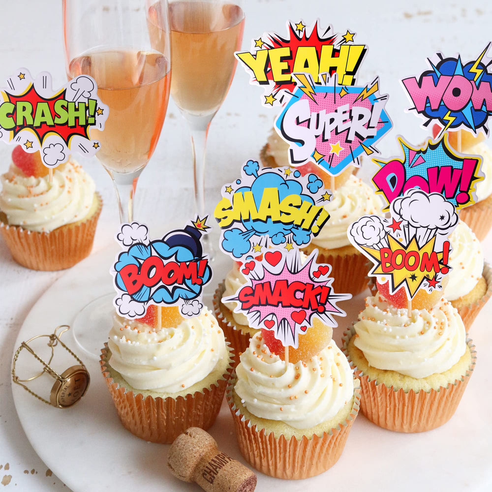 ZHUOWEISM hero theme cupcake wrapper set complements cupcakes and snacks.