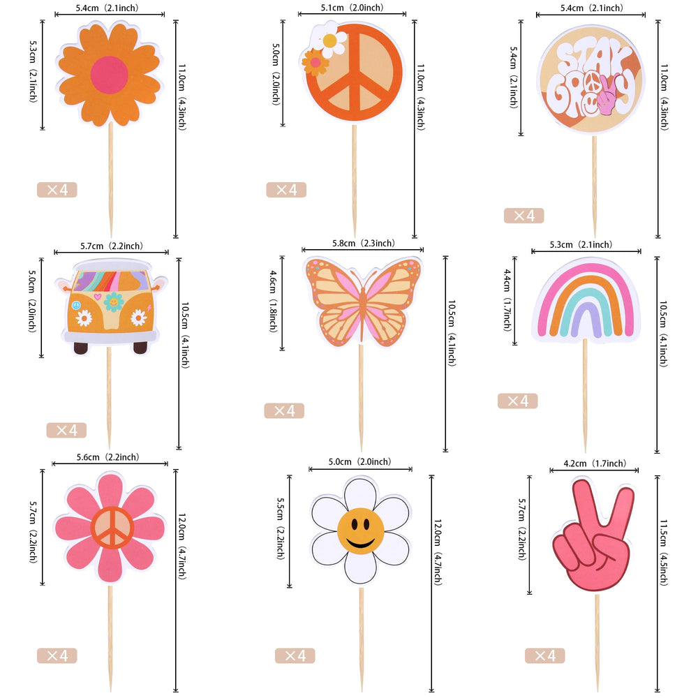 ZHUOWEISM butterfly-daisy toppers brighten cakes with boho flair.