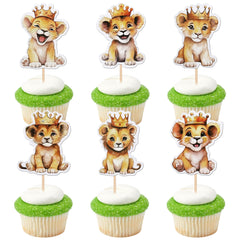 ZHUOWEISM lion cupcake toppers design 1, bold jungle motif for party sweets