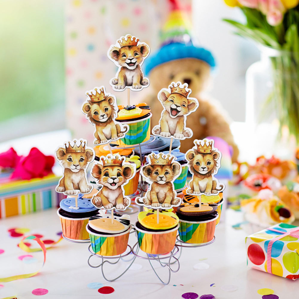 ZHUOWEISM lion cupcake toppers design 5, one-pack dessert embellishment
