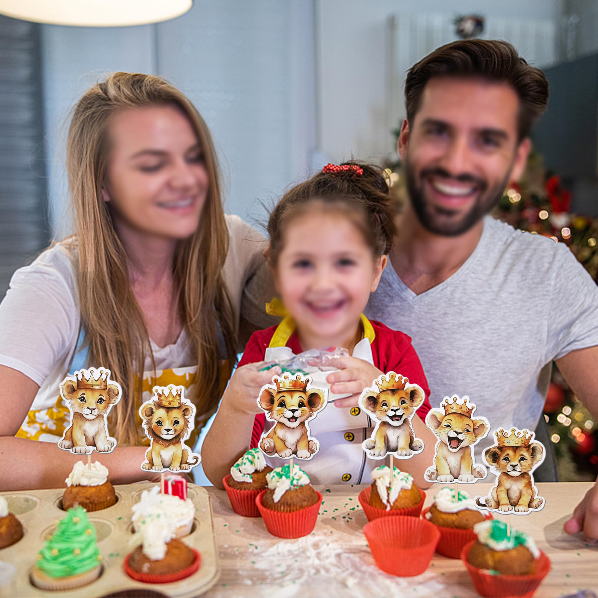 ZHUOWEISM lion cupcake toppers design 7, festive party dessert topper