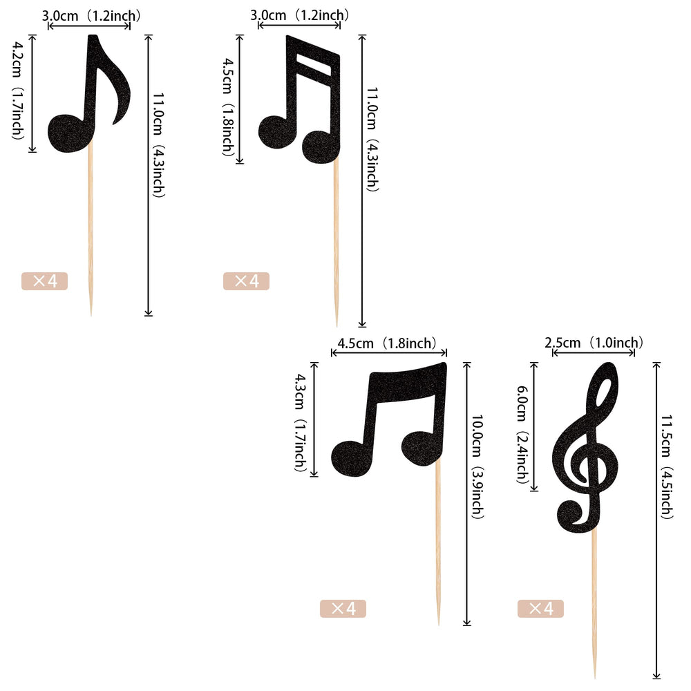 ZHUOWEISM glitter musical symbols toppers brighten cupcakes for themed parties.