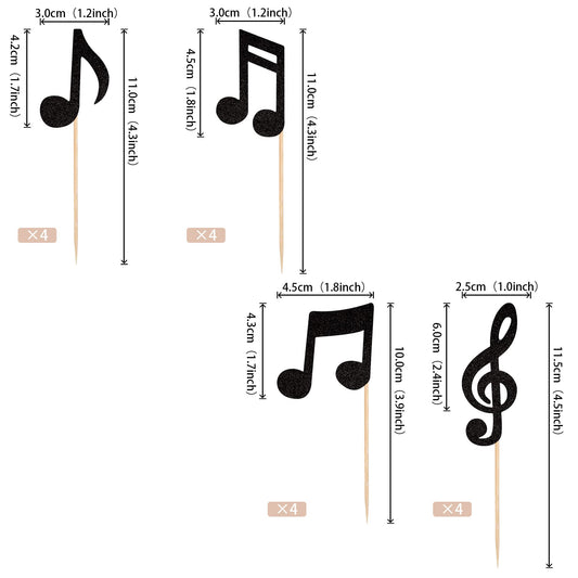ZHUOWEISM glitter musical symbols toppers brighten cupcakes for themed parties.