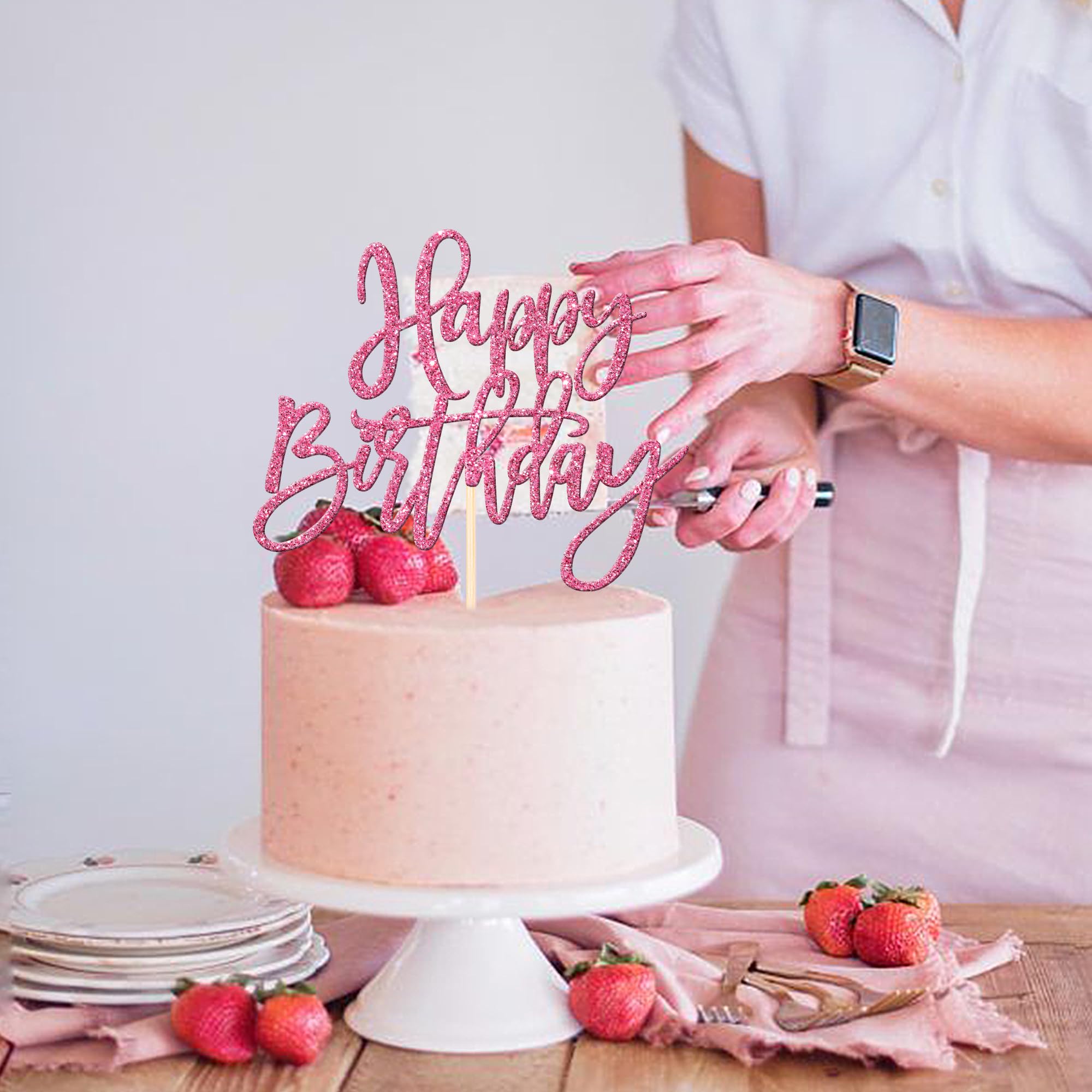 ZHUOWEISM pink cake topper for celebrations helps attract guest attention