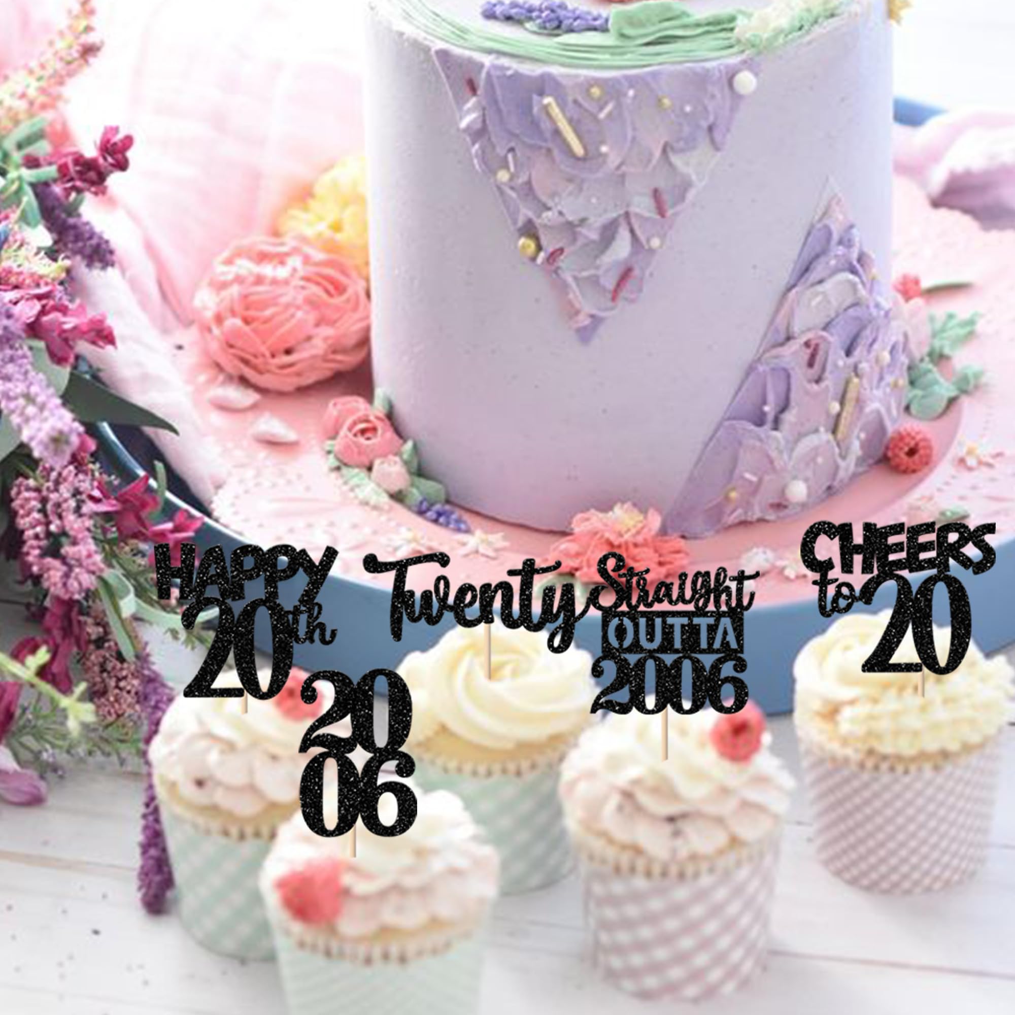 ZHUOWEISM preassembled toppers insert easily into cakes or cupcakes.