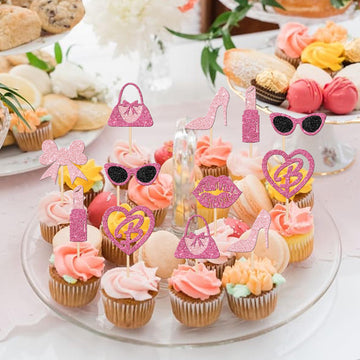 ZHUOWEISM princess bow-tie cupcake topper glitter pink elevates dessert table