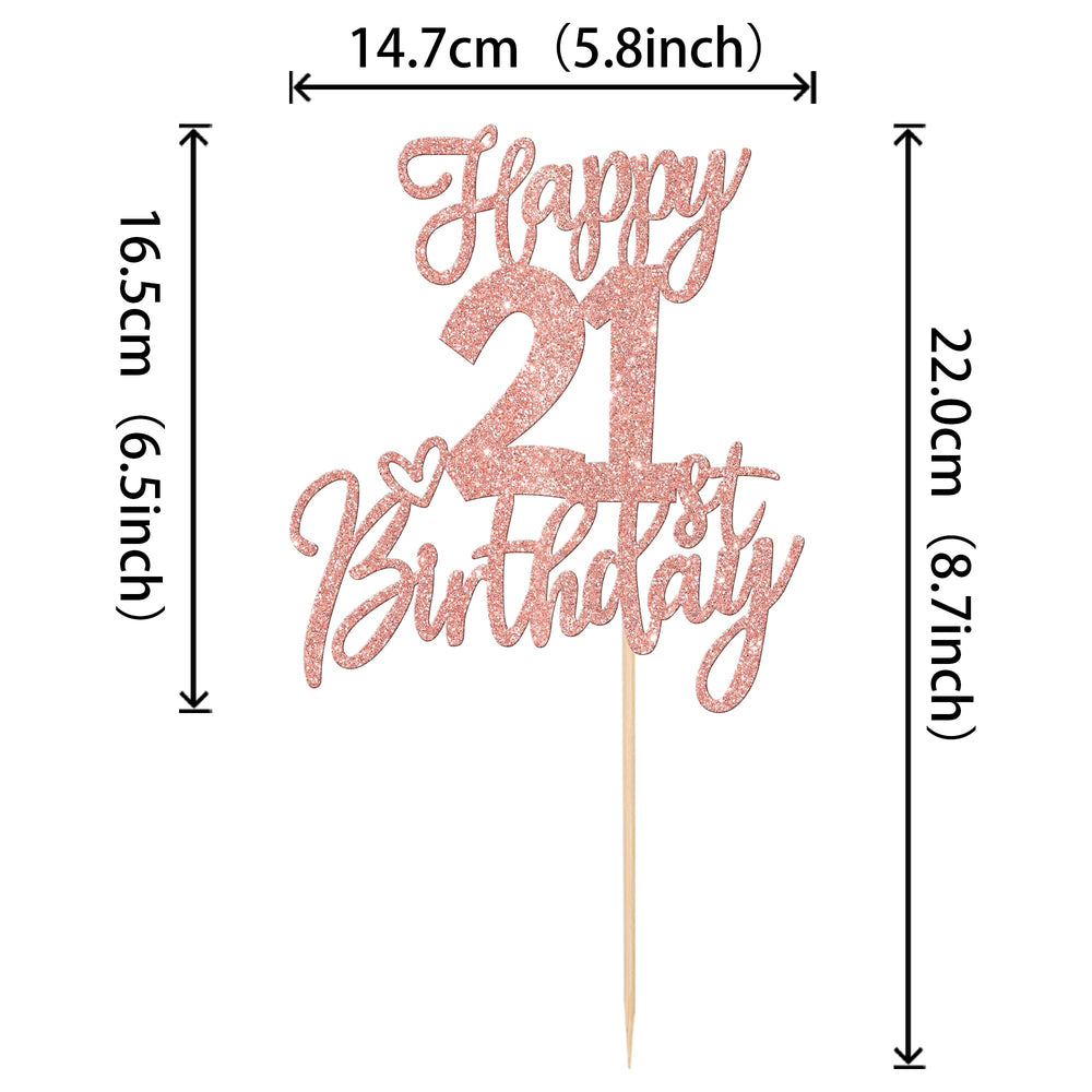 ZHUOWEISM Rose gold glitter cake topper with stick enhances cake decorations