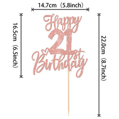 ZHUOWEISM Rose gold glitter cake topper with stick enhances cake decorations