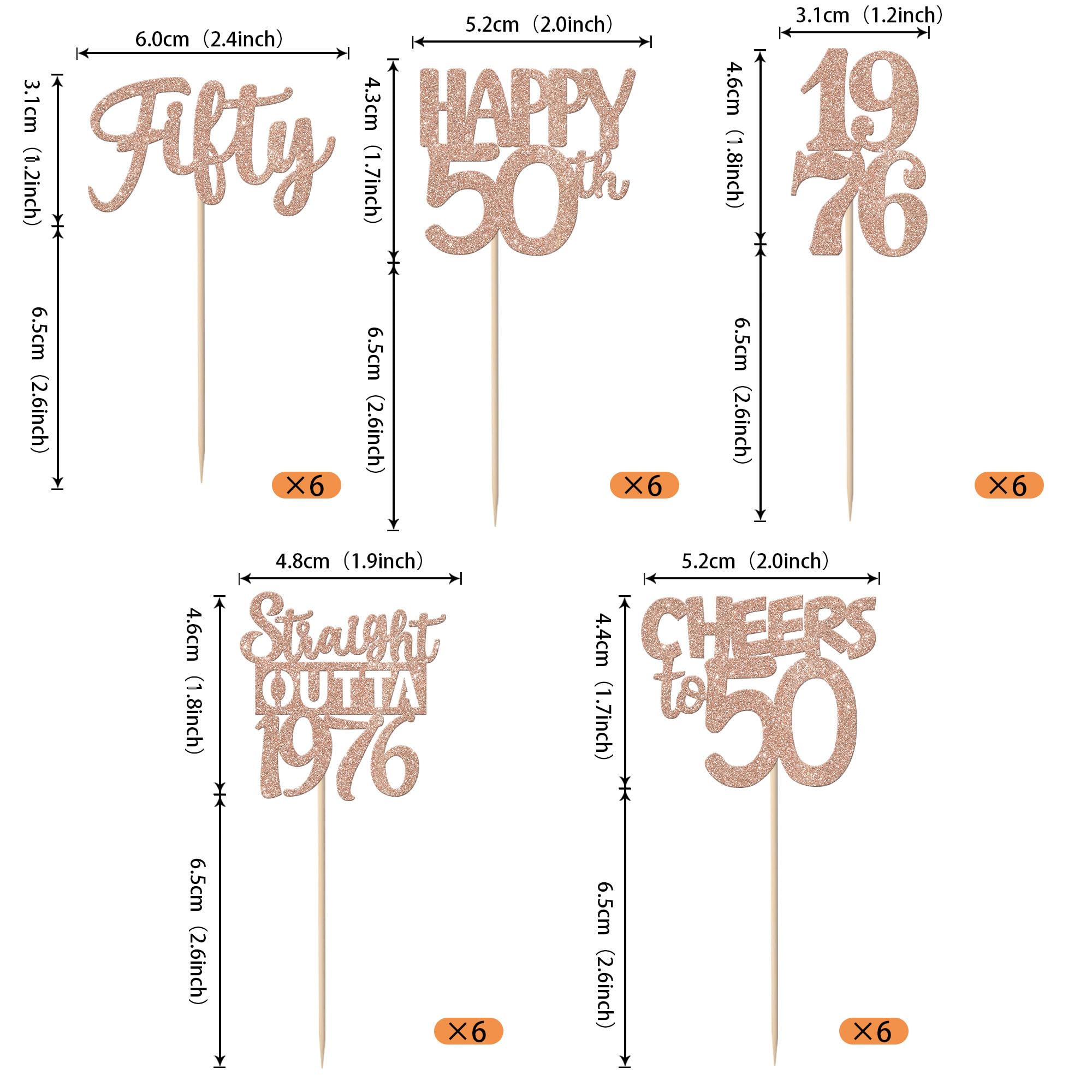 ZHUOWEISM rose gold glitter cupcake picks add sparkle to celebrations.