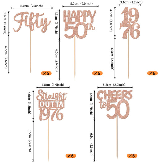 ZHUOWEISM rose gold glitter cupcake picks add sparkle to celebrations.