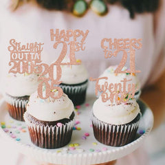 ZHUOWEISM rose gold glitter cupcake toppers for elegant cake decorations