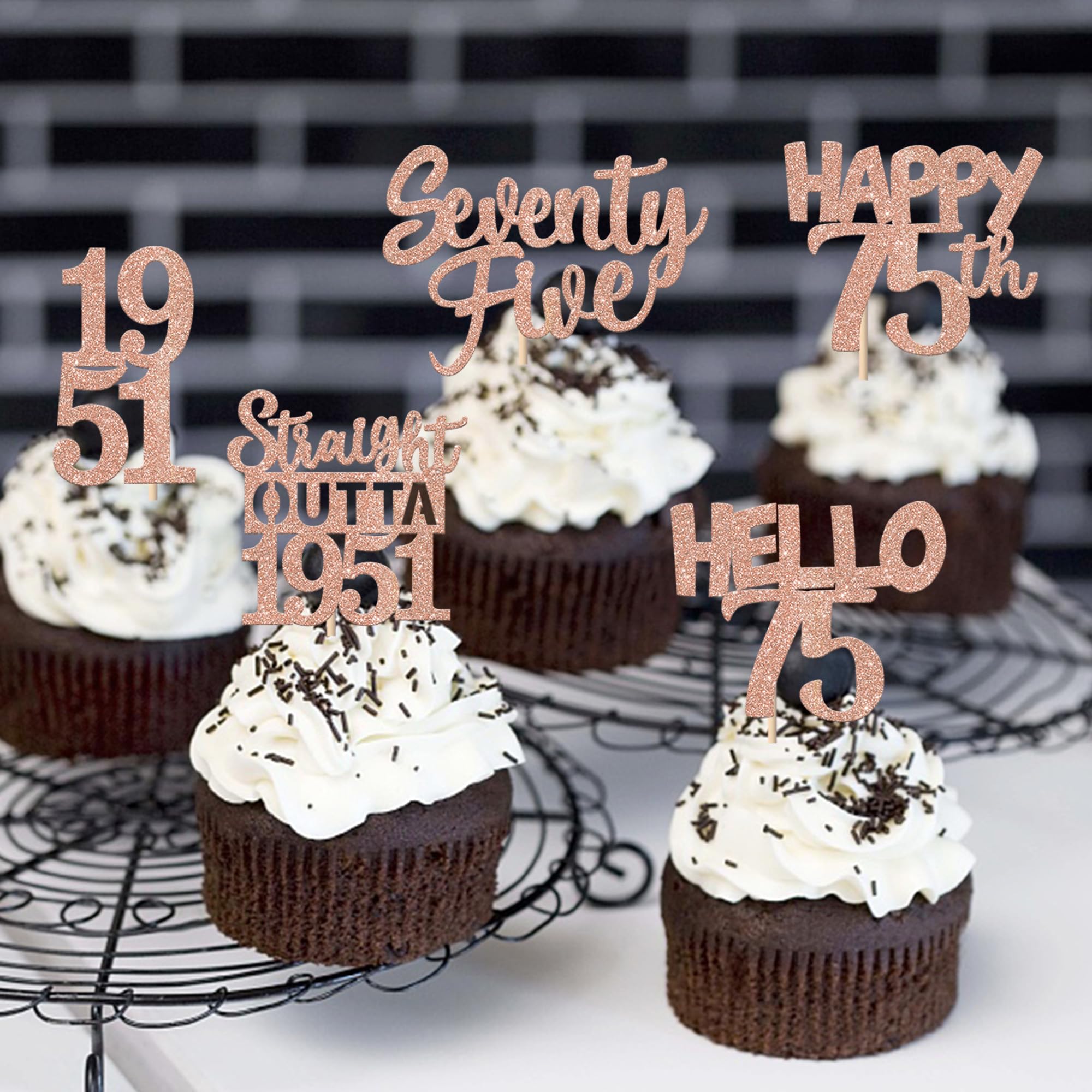 ZHUOWEISM seventy-five designs cupcake picks highlight milestone dessert fun.
